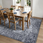 Elysee Washable Vintage Traditional Medallion Black Rug Area Rugs Lahome