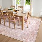 Elysee Washable Vintage Traditional Medallion Pink Rug Area Rugs Lahome