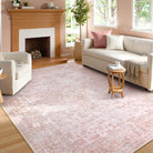 Elysee Washable Vintage Traditional Medallion Pink Rug Area Rugs Lahome 6' x 9'