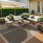 Enfys Washable Modern Rainbow Easy Jute Black Indoor/Outdoor Rug Clearance Rugs Lahome