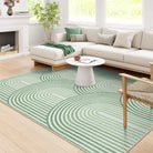 Namia Washable Modern Arch Stripe Green Rug Rugs Lahome