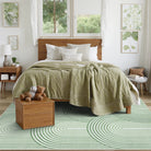 Namia Washable Modern Arch Stripe Green Rug Rugs Lahome