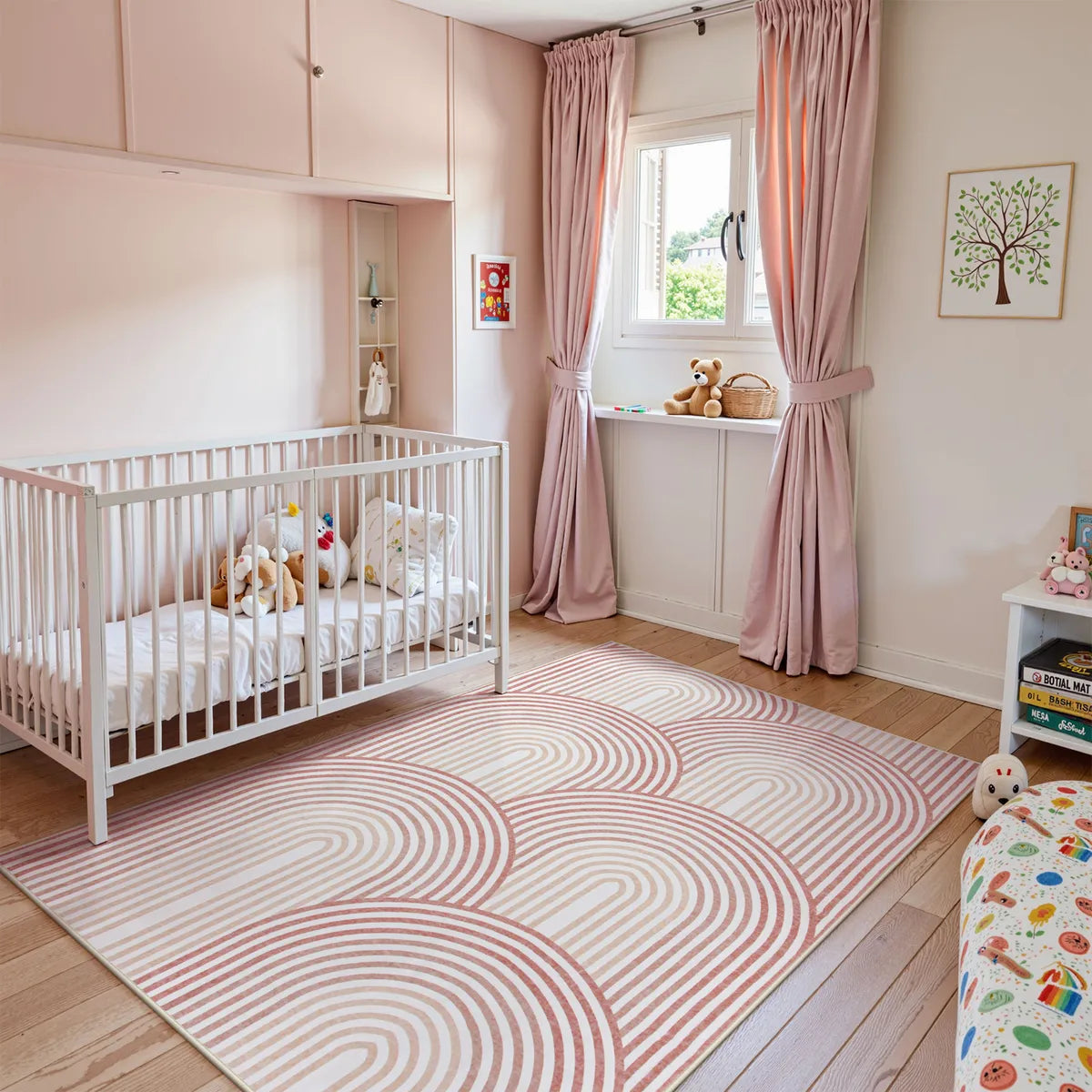 Namia Washable Modern Arch Stripe Pink Rug Rugs Lahome