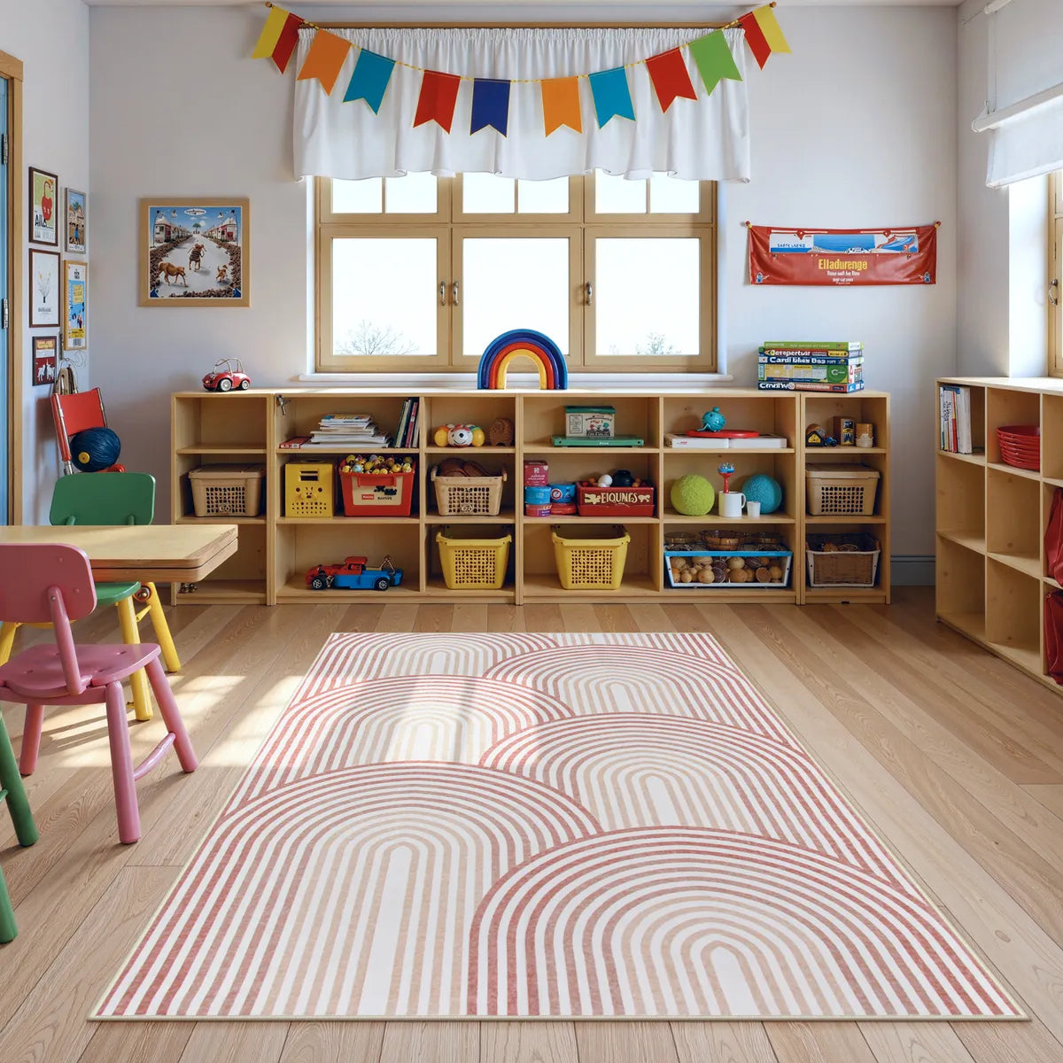 Namia Washable Modern Arch Stripe Pink Rug Rugs Lahome