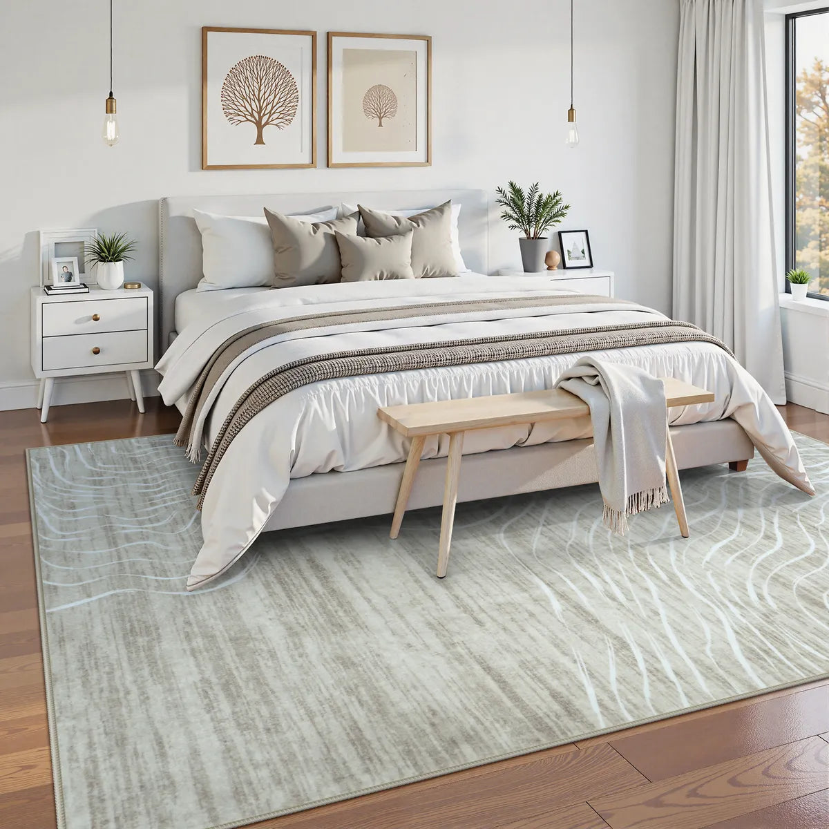 Ondel Washable Abstract Terrain Beige Rug Area Rugs Lahome