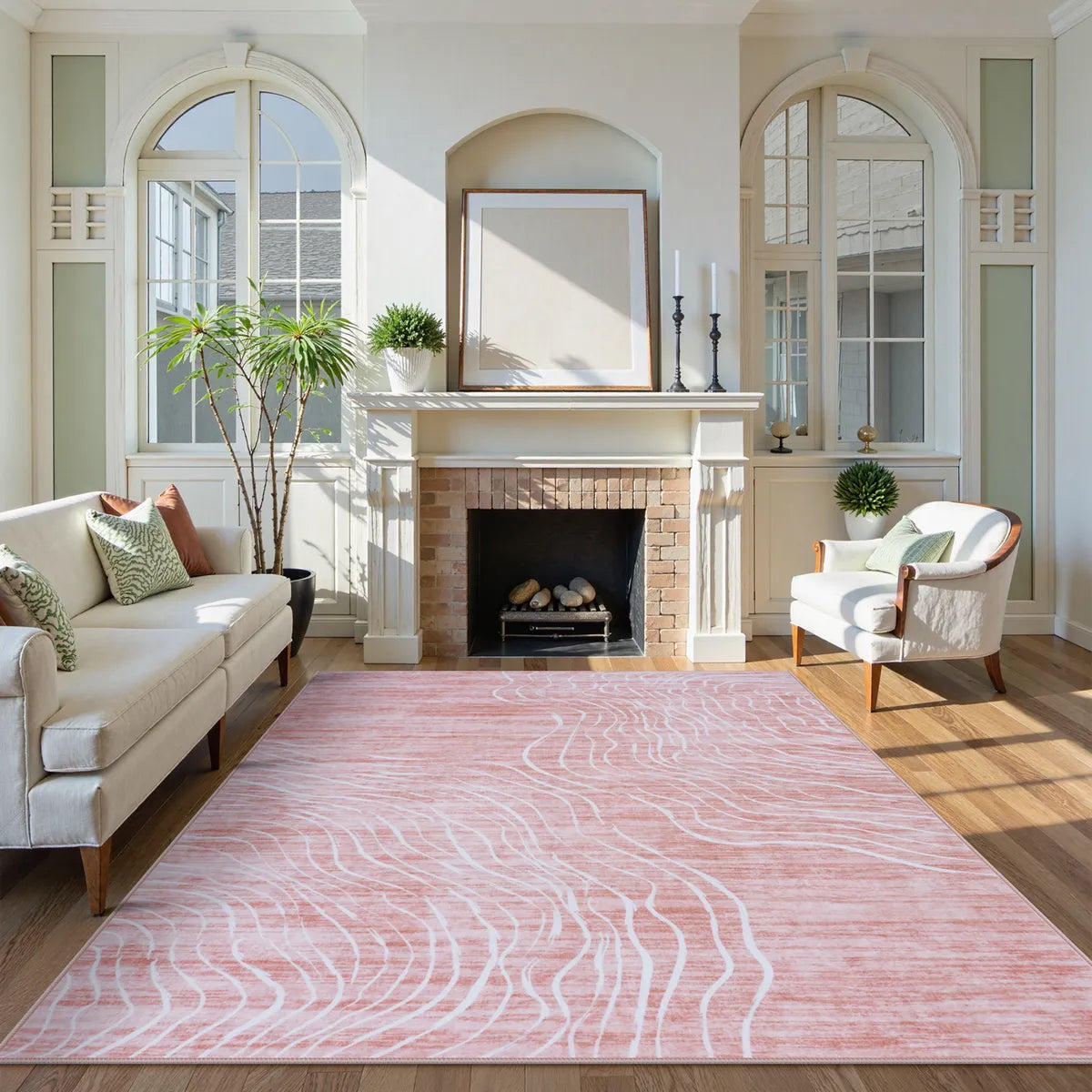 Ondel Washable Abstract Terrain Pink Rug Area Rugs Lahome 6' x 9'
