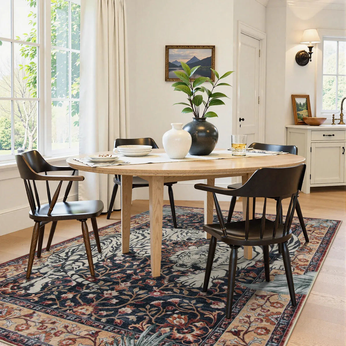 Rava Washable Wild Tiger Brown Rug Area Rugs Lahome