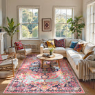 Reine Washable Bohemian Floral Medallion Red Rug Clearance Rugs Lahome