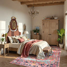 Reine Washable Bohemian Floral Medallion Red Rug Clearance Rugs Lahome