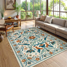 Rosalie Washable Boho Birdsong Floral Garden Beige Rug Clearance Rugs Lahome