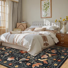 Rosalie Washable Boho Birdsong Floral Garden Black Rug Clearance Rugs Lahome