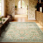 Verena Washable Vintage Floral Butterfly Sage Green Rug Area Rugs Lahome