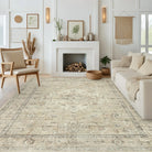 Alene Washable Vintage Medallion Floral Beige Rug Area Rugs Lahome 6' x 9'