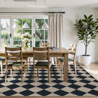 Coline Washable Geometric Checkered Easy Jute Black Indoor/Outdoor Rug Easy Jute Area Rug Lahome