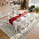 Kylian Christmas Washable Winter Snow House Beige Rug Area Rugs Lahome 6' x 9'
