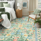 Sylvie Washable Boho Modern Parisian Garden Floral Green Rug Area Rugs Lahome 6' x 9'