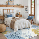 Kiki Washable Forest Theme Botanical Print Blue Rug Area Rugs Lahome