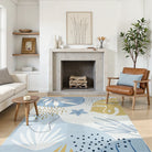 Kiki Washable Forest Theme Botanical Print Blue Rug Area Rugs Lahome
