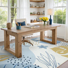 Kiki Washable Forest Theme Botanical Print Blue Rug Area Rugs Lahome 6' x 9'