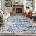 Margot Washable Vintage Distressed Blue Rug Area Rugs Lahome