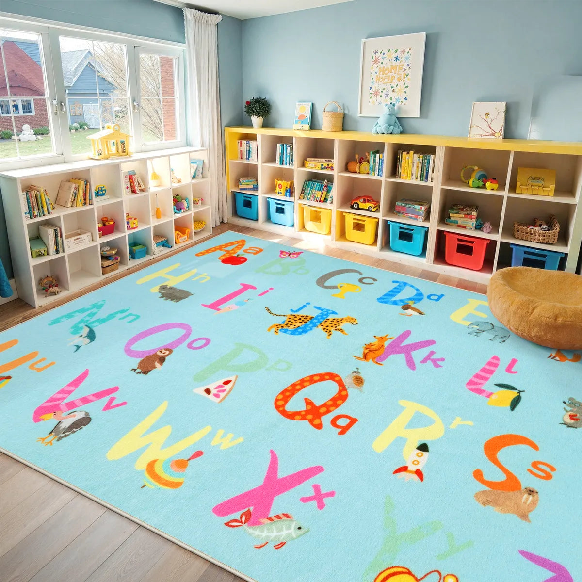 Ecolin Schoolgirl Style Alphabet Blue Classroom Rug Kids Rugs Lahome