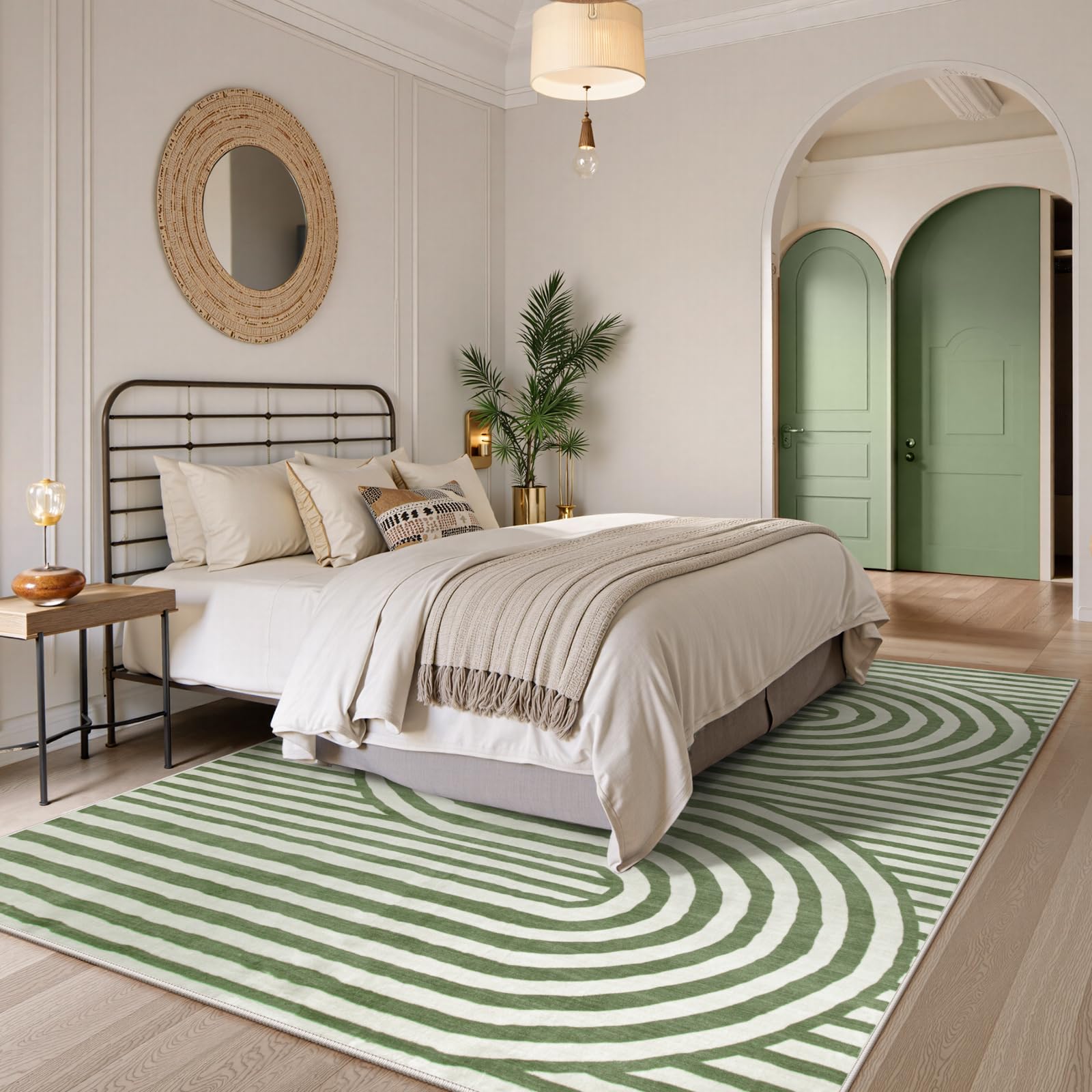 LahomeGlobal Modern 8x10 Area Rugs, Non-Slip Soft Green Rugs for Living Room,Ultra-Thin Bedroom Rug Washable Stain Resistance,Non-Shedding Large Carpet for Office Dining Room Kids Playroom Rug(8'X10',Green) LahomeGlobal Lahome