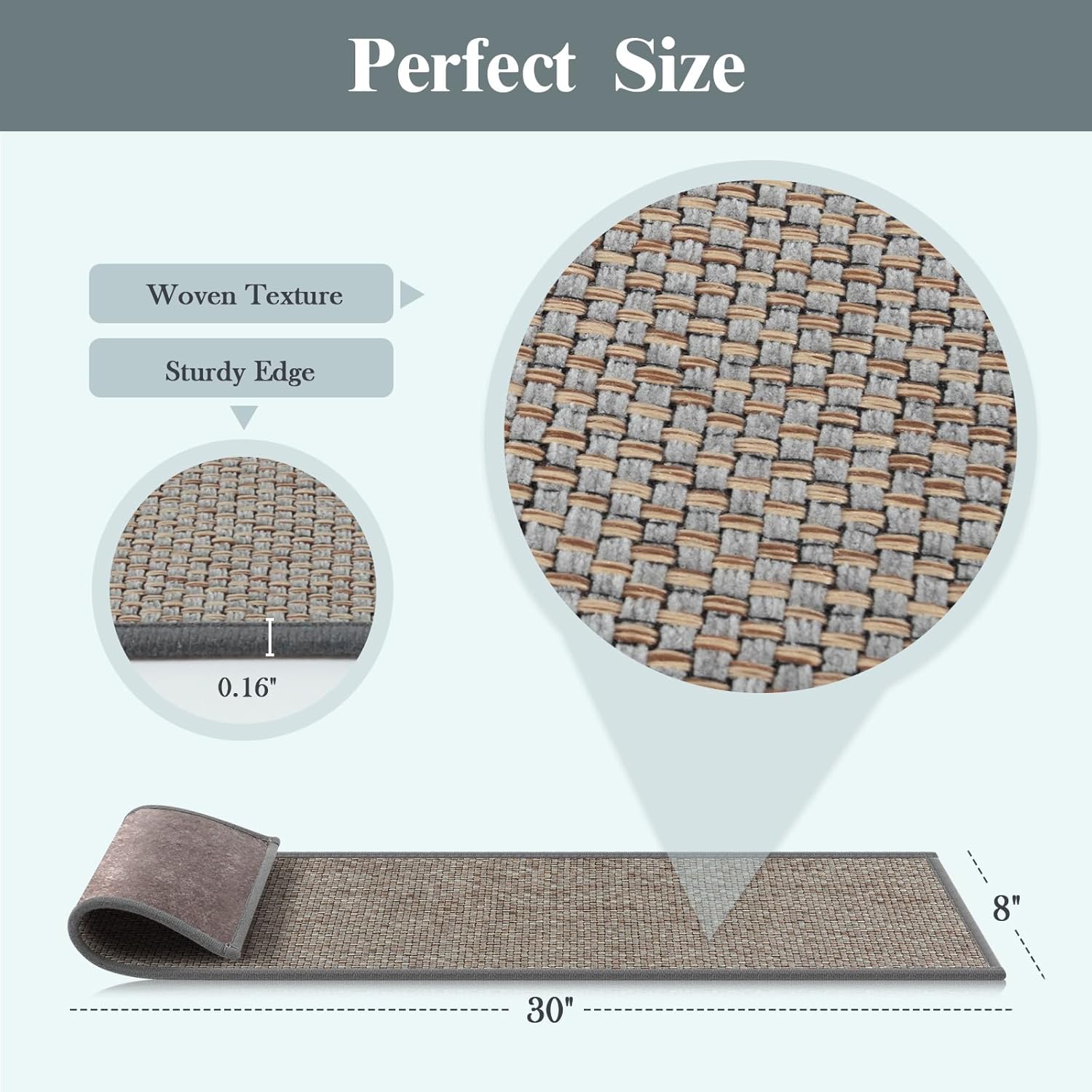 Lahomerug Stair Treads Non Slip 15PCS 8"x30" Linen Stair Runner, Self-Adhesive Peel and Stick Stair Treads for Wooden Steps, Washable Anti-Slip Backing Indoor Staircase Step Treads for Kids Elders Dogs, Anti-slip floor mats for use on staircases Lahomerug Lahome