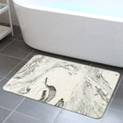 LahomeGlobal Bath Mat 18x47 inch Gray Marble Runner Velvet Non-Slip Bathroom Rug Modern Long Bath Rug Soft Luxury Microfiber Machine Washable Floor Carpet for Bathroom Tub Shower LahomeGlobal Lahome 1'8" x 2'8" (Rectangular) Gray Marble