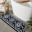 Lahomerugs Boho Bathroom Rugs Black Tribal Bath Mat Western Non-Slip Absorbent Bath Rug Bath mats Plush Soft Farmhouse Geometric Bathroom Floor Mat for Shower Toilet Tub, 18x26 inch Lahomerugs Lahome