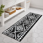 Lahomerugs Boho Bathroom Rugs Black Tribal Bath Mat Western Non-Slip Absorbent Bath Rug Bath mats Plush Soft Farmhouse Geometric Bathroom Floor Mat for Shower Toilet Tub, 18x26 inch Lahomerugs Lahome