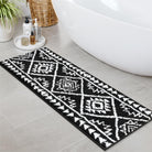 Lahomerugs Boho Bathroom Rugs Black Tribal Bath Mat Western Non-Slip Absorbent Bath Rug Bath mats Plush Soft Farmhouse Geometric Bathroom Floor Mat for Shower Toilet Tub, 18x26 inch Lahomerugs Lahome