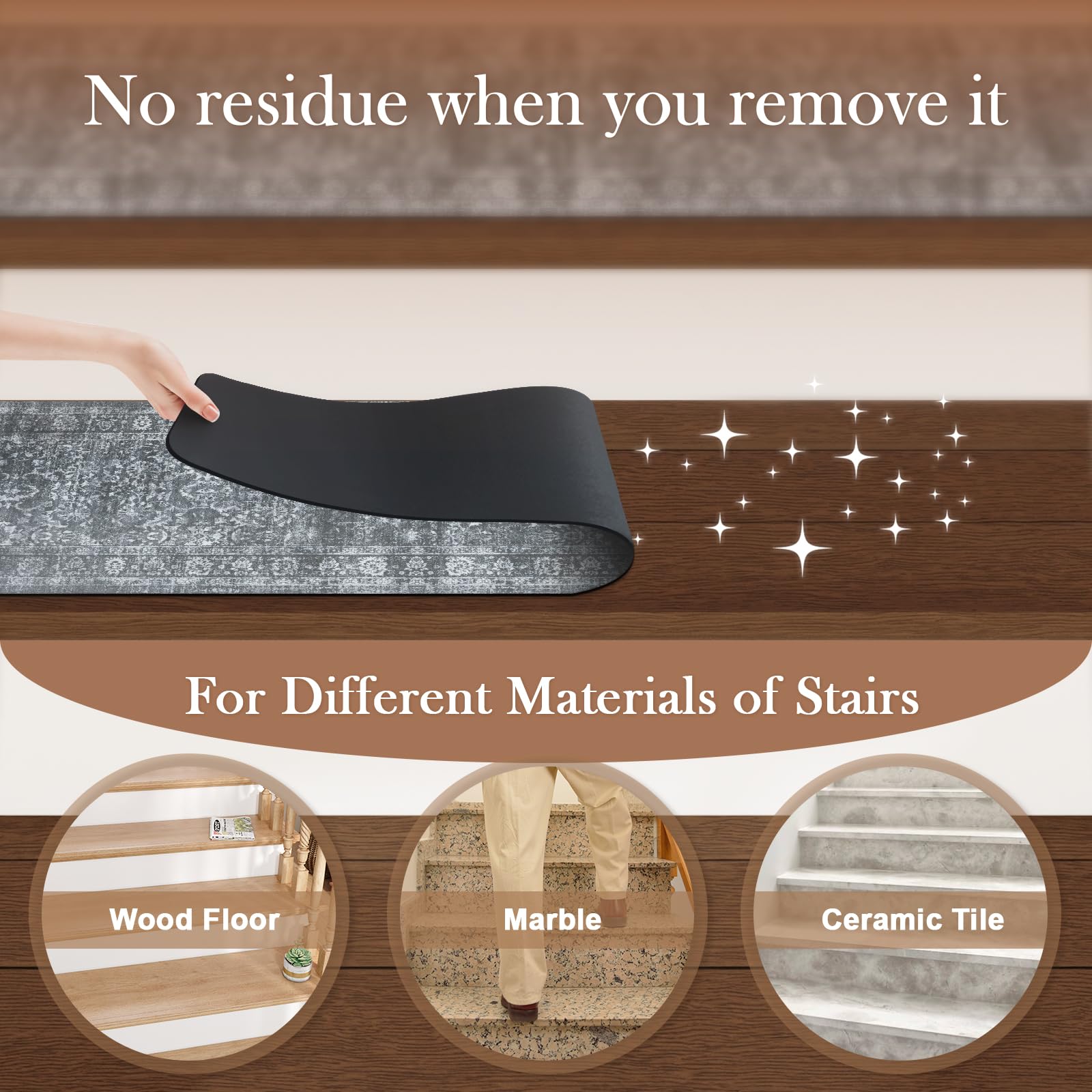 LahomeGlobal Vintage Stair Treads for Wooden Steps Indoor 15PCS 30"x8" Non-Slip Stair Runner Carpet Stair Treads Mats Staircase Step Treads for Kids, Elders and Dogs, Rubber Step Covers, Anti-slip floor mats for use on staircases LahomeGlobal Lahome