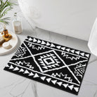 Lahomerugs Boho Bathroom Rugs Black Tribal Bath Mat Western Non-Slip Absorbent Bath Rug Bath mats Plush Soft Farmhouse Geometric Bathroom Floor Mat for Shower Toilet Tub, 18x26 inch Lahomerugs Lahome 18x26 inch Black