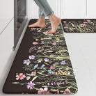 Lahomerug Anti Fatigue Mats for Kitchen Floor 17"x59"+17"x29", Farmhouse Floral Kitchen Rugs, Cushioned Memory Foam Kitchen Mats, Comfort Standing Mat for Laundry, Office, Sink, Desk Brown, Anti-fatigue floor mats Lahomerug Lahome 17.3" x 47"+17.3" x 29"--0.47 inches Floral/Black