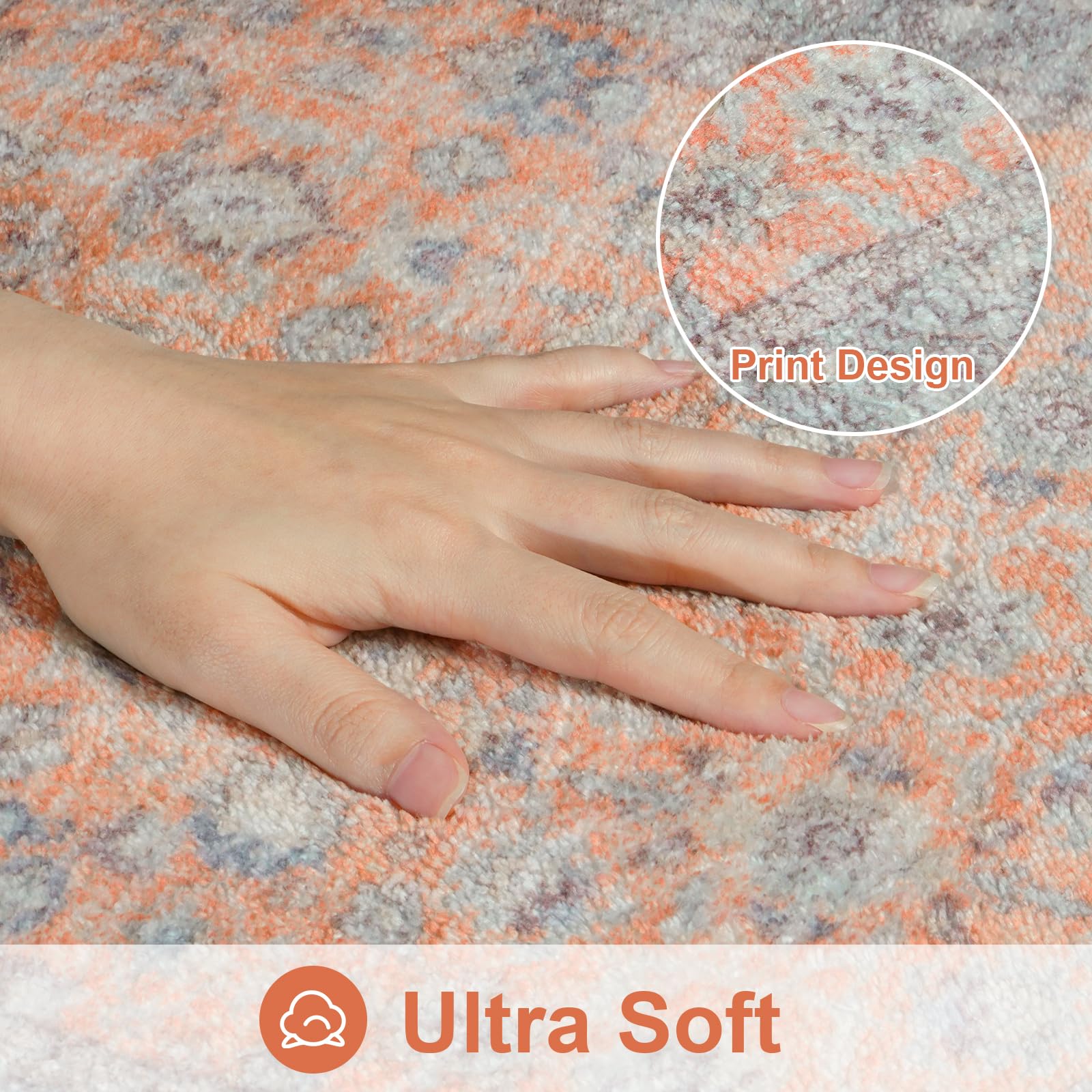 Lahomedecor Boho Bathroom Runner Rug Mat 18x47, Non-Slip Soft Shaggy and Comfortable Large Size Microfiber Vintage Farmhouse Bath Rug, Super Absorbent and Thick, Machine Washable, Long Bath Mat, Grey Lahomedecor Lahome