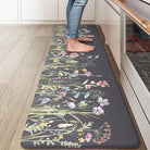 Lahomerug Anti Fatigue Mats for Kitchen Floor 17"x59"+17"x29", Farmhouse Floral Kitchen Rugs, Cushioned Memory Foam Kitchen Mats, Comfort Standing Mat for Laundry, Office, Sink, Desk Brown, Anti-fatigue floor mats Lahomerug Lahome 17.3"L x 17.3"W x 0.5"Th Floral/Dark Grey/Purple