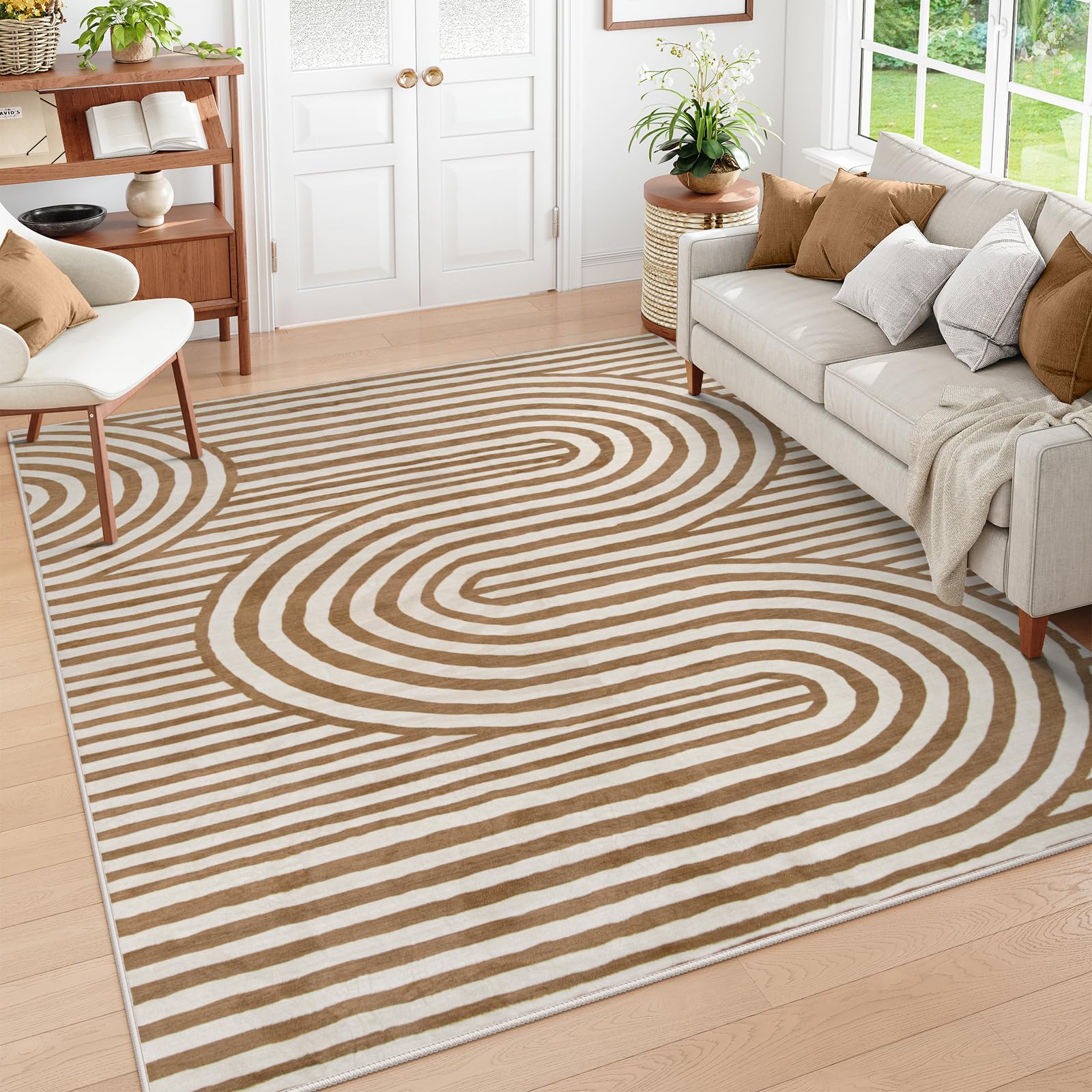 LahomeGlobal Modern 8x10 Area Rugs, Non-Slip Soft Green Rugs for Living Room,Ultra-Thin Bedroom Rug Washable Stain Resistance,Non-Shedding Large Carpet for Office Dining Room Kids Playroom Rug(8'X10',Green) LahomeGlobal Lahome 5' x 7' (Rectangular) Khaki