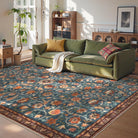 Lahomerug Floral Print Area Rug 5x7, Washable Dark Green Rugs for Living Room, Non Slip Soft Large Rugs for Bedroom, Stain Resistant Dining Room Mat Indoor Floor Carpet for Dorm Lahomerug Lahome