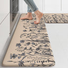 Lahomerug Anti Fatigue Mats for Kitchen Floor 17"x59"+17"x29", Farmhouse Floral Kitchen Rugs, Cushioned Memory Foam Kitchen Mats, Comfort Standing Mat for Laundry, Office, Sink, Desk Brown, Anti-fatigue floor mats Lahomerug Lahome 17.3" x 47"+17.3" x 29"--0.47 inches Brown/Grey