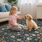 Lahomerug Floral Print Area Rug 5x7, Washable Dark Green Rugs for Living Room, Non Slip Soft Large Rugs for Bedroom, Stain Resistant Dining Room Mat Indoor Floor Carpet for Dorm Lahomerug Lahome