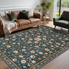 Lahomerug Floral Print Area Rug 5x7, Washable Dark Green Rugs for Living Room, Non Slip Soft Large Rugs for Bedroom, Stain Resistant Dining Room Mat Indoor Floor Carpet for Dorm Lahomerug Lahome