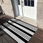 Lahomerugs Black & White Outdoor Rug 3x5 Cotton Hand-Woven Striped Porch Rugs Machine Washable Entryway Rug Indoor Outdoor Area Rug Front Door Rug Floor Mat for Farmhouse/Living Room/Home Entrance Door mats Lahomerugs Lahome