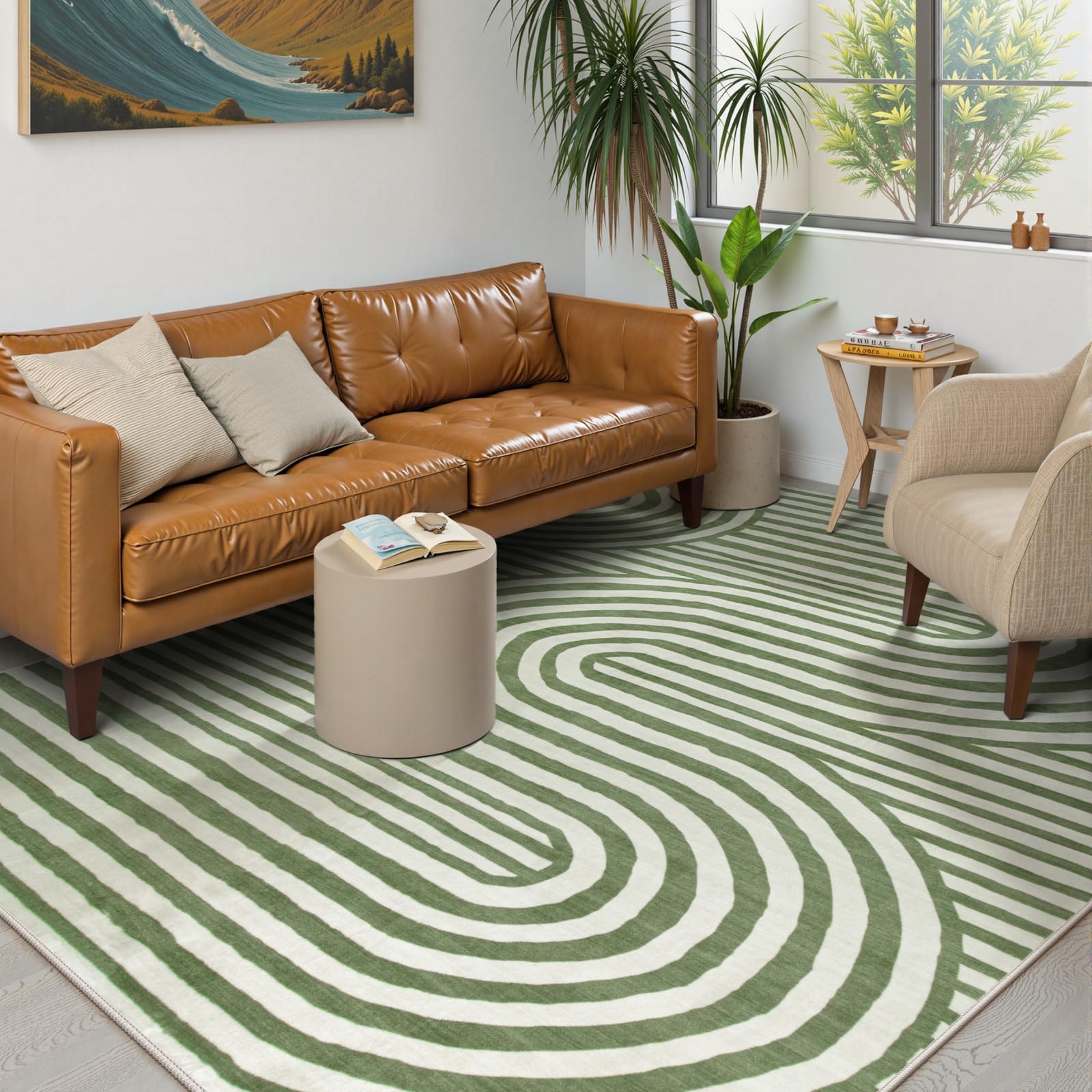 LahomeGlobal Modern 8x10 Area Rugs, Non-Slip Soft Green Rugs for Living Room,Ultra-Thin Bedroom Rug Washable Stain Resistance,Non-Shedding Large Carpet for Office Dining Room Kids Playroom Rug(8'X10',Green) LahomeGlobal Lahome