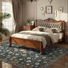 Lahomerug Floral Print Area Rug 5x7, Washable Dark Green Rugs for Living Room, Non Slip Soft Large Rugs for Bedroom, Stain Resistant Dining Room Mat Indoor Floor Carpet for Dorm Lahomerug Lahome