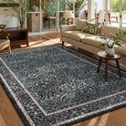 Lahomedecor Floral Area Rugs 5x7, Soft Washable Rugs for Living Room Bedroom, Boho Non Slip Low Pile Forest Design Large Throw Carpet for Farmhouse Dining Room Office, Black, Area rugs Lahomedecor Lahome 5'x7' Black