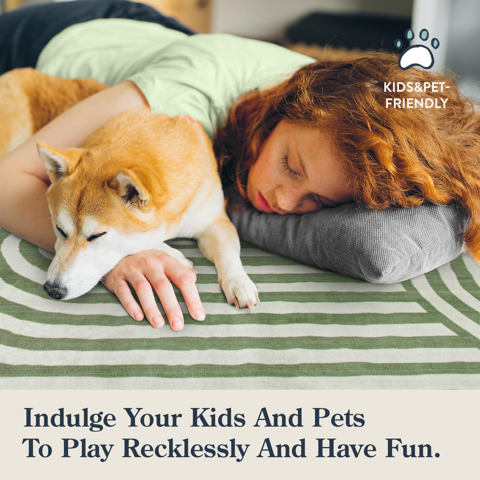 LahomeGlobal Modern 8x10 Area Rugs, Non-Slip Soft Green Rugs for Living Room,Ultra-Thin Bedroom Rug Washable Stain Resistance,Non-Shedding Large Carpet for Office Dining Room Kids Playroom Rug(8'X10',Green) LahomeGlobal Lahome