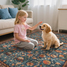 Lahomerug Floral Print Area Rug 5x7, Washable Dark Green Rugs for Living Room, Non Slip Soft Large Rugs for Bedroom, Stain Resistant Dining Room Mat Indoor Floor Carpet for Dorm Lahomerug Lahome