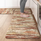 Lahomerugs Anti Fatigue Kitchen Mats 17"x47"+17"x29", Abstract Kitchen Rugs Sets of 2, Non Slip Kitchen Mats for Floor, Anti-fatigue floor mats, Cushioned Comfort Standing Mats for Sink, Laundry, Office, Desk Multi-Blue Lahomerugs Lahome 20" x 47"+20" x 32"--0.47 inches Red Brown/Multi