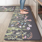 Lahomerug Anti Fatigue Mats for Kitchen Floor 17"x59"+17"x29", Farmhouse Floral Kitchen Rugs, Cushioned Memory Foam Kitchen Mats, Comfort Standing Mat for Laundry, Office, Sink, Desk Brown, Anti-fatigue floor mats Lahomerug Lahome 20" x 47"+20" x 32"--0.47 inches Floral/Dark Grey/Purple