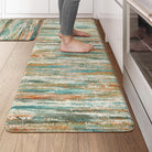 Lahomerugs Anti Fatigue Kitchen Mats 17"x47"+17"x29", Abstract Kitchen Rugs Sets of 2, Non Slip Kitchen Mats for Floor, Anti-fatigue floor mats, Cushioned Comfort Standing Mats for Sink, Laundry, Office, Desk Multi-Blue Lahomerugs Lahome 20" x 47"+20" x 32"--0.47 inches Colorful/Multi